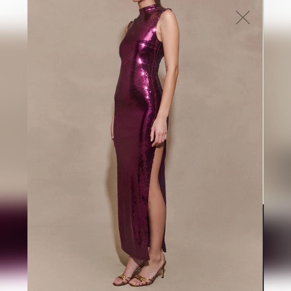 Meshki Veronica Sequin Midi Dress in Plum - Picture 4 of 8